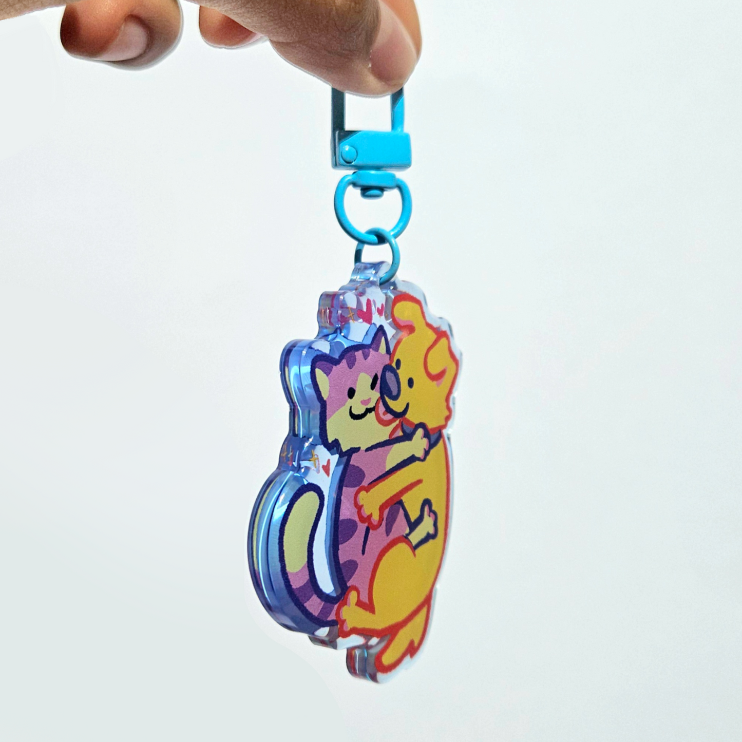 Cat & Dog Hug Keychain