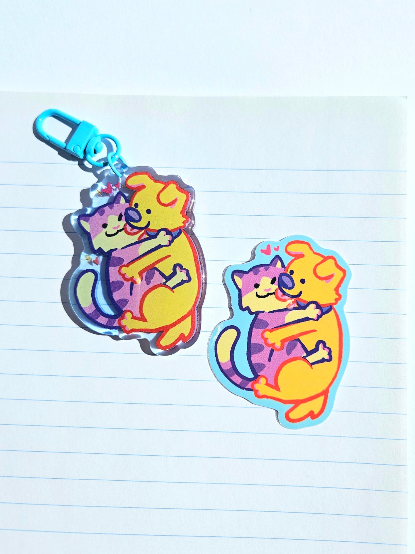 Cat & Dog Hug Vinyl Sticker