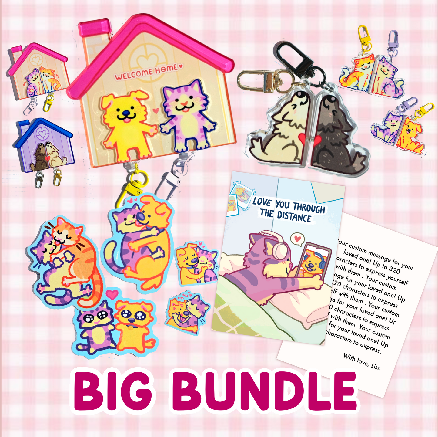 BIG BUNDLE HOUSE KEYCHAINS STICKERS CARD