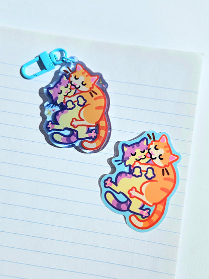 Cats Hug Vinyl Sticker