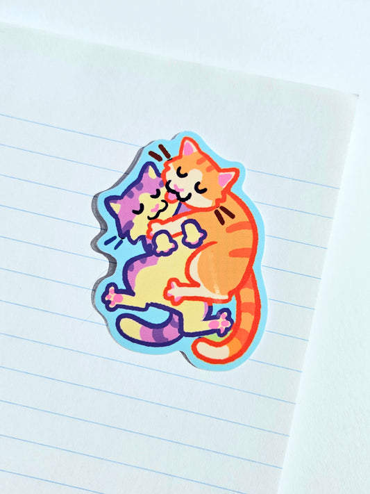 Cats Hug Vinyl Sticker